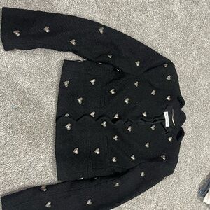 Saint Laurent Black Jacket with Silver Heart Detail
